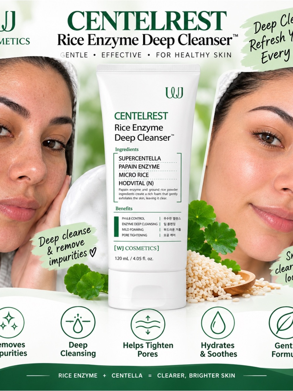 Rice Enzyme Deep Cleanser – Gentle White Facial Cleanser